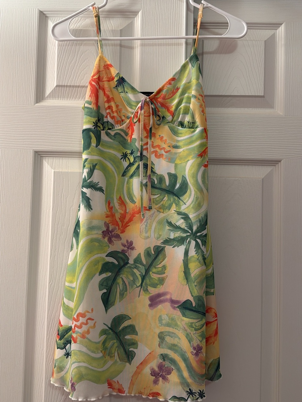 Forever 21 Tropical Leaf Print Slip Dress - Green/Yellow